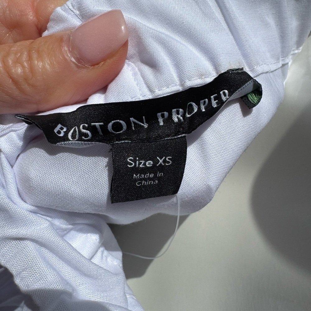 Boston Proper NWT White Pleated Eyelet Boho Midi Skirt Handkerchief Hem Size XS - Picture 11 of 16